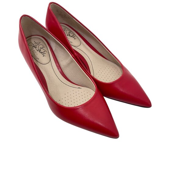 Life Stride Red Faux Leather Kitten Heel Pointed Toe Pumps SZ 6M - Picture 10 of 15